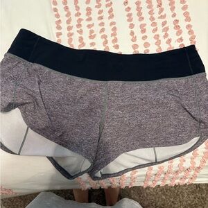 Heathered Gray and Black Lulu Athletic Shorts